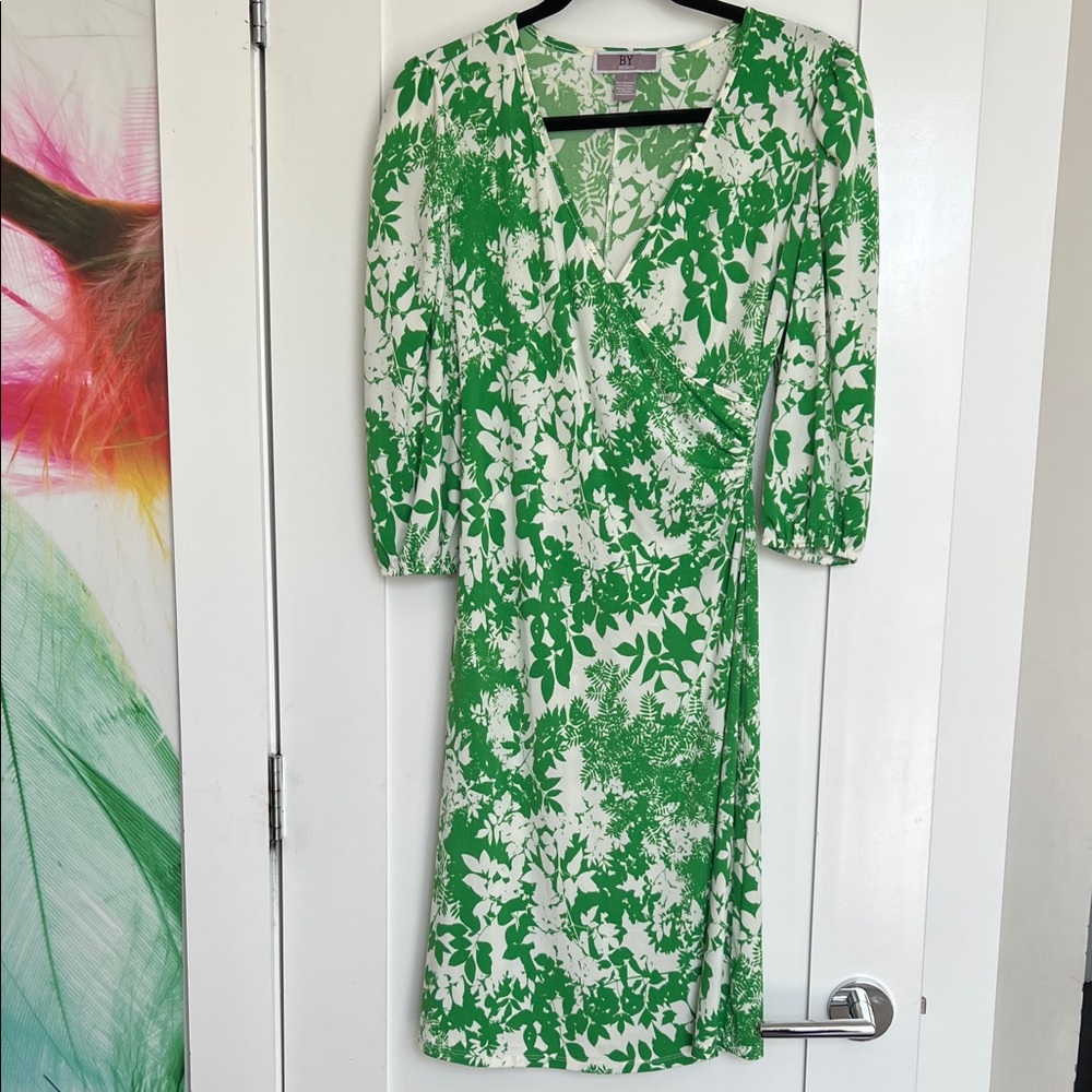 Vibrant Green Floral Long Sleeve Dress